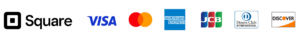 ご利用可能なクレジットカードブランド（Square／VISA／Mastercard／American Express／JCB／Diners Club／Discover）